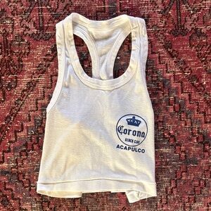 Vintage 1980 Corona Acapulco White Tank Top with Blue Logo